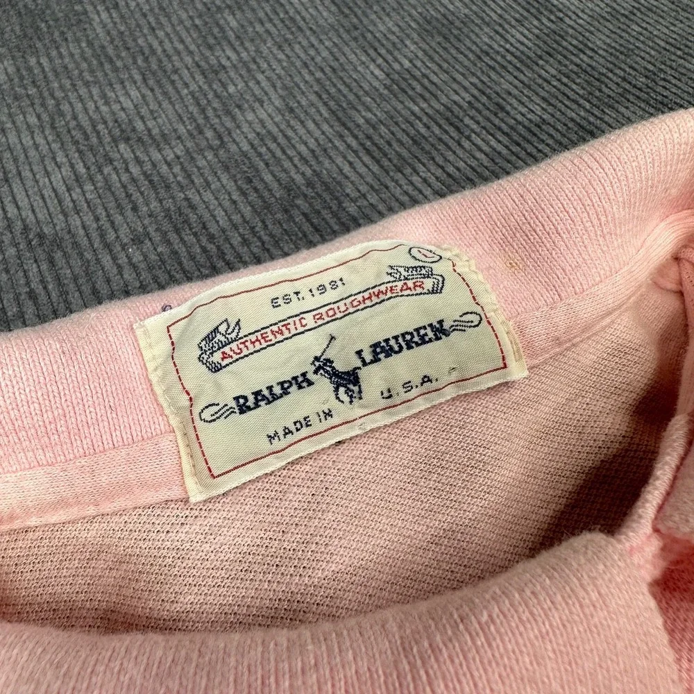 Vintage‎ Ralph Lauren Authentic Roughwear Pink Polo Shirt Made in USA Mens Large